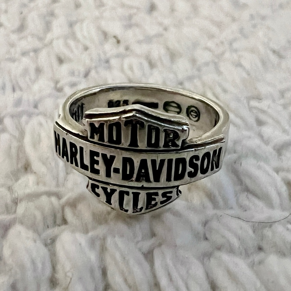 Harley-Davidson Sterling Silver Bar & Shield Logo Ring, Vintage 2010, EUC